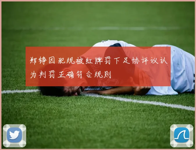 郑铮因犯规被红牌罚下足协评议认为判罚正确符合规则